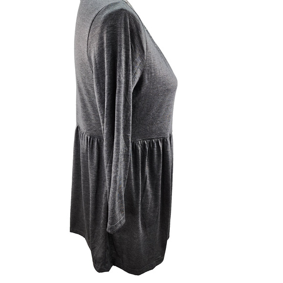 NWT Three Season Maternity Shirt Large Black Gray Long Empire Waist Stretchy Top - Picture 8 of 15